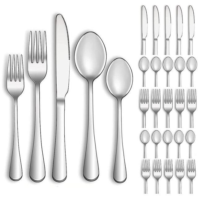 30 Piece Silverware Set for 6, Premium Stainless Steel Flatware Set, No Rust Cutlery Set, Dinner Knife, Forks and Spoons Silverware Set, Tableware Set for Home Kitchen Restaurant, Dishwasher Safe
