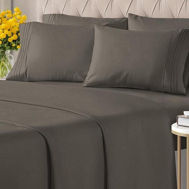 Queen 6 Piece Sheet Set - Breathable & Cooling Bed Sheets - Hotel Luxury Bed Sheets for Women, Men, Kids & Teens - Bedding w/ Deep Pockets & Easy Fit - Soft & Wrinkle Free - Queen Charcoal Sheets