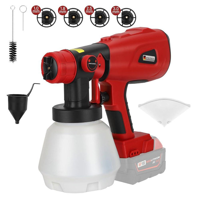 Paint Sprayer for Milwaukee M18 18V Battery, HVLP Spray Paint Gun with Brushless Motor and Copper Nozzle, 200W Cordless Paint Sprayer for Home Interior and Exterior, House Paint(Battery Not Included)
