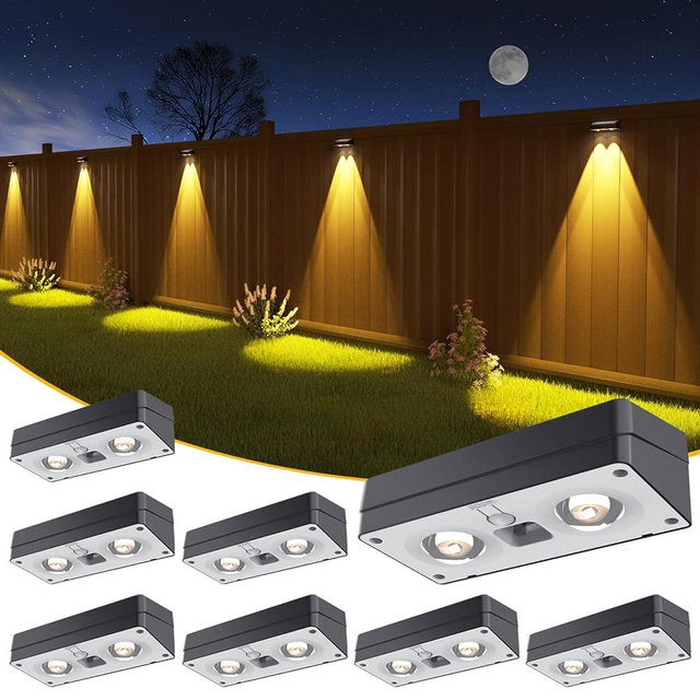 JOFIOS Solar Fence Lights 8 Pack, 50 Lumens Outdoor Fence Solar Lights with 12 Modes RGB Color Glow LED Solar Lights Outdoor Waterproof, Solar Lights for Patio, Backyard, Deck, Fence, Railing.