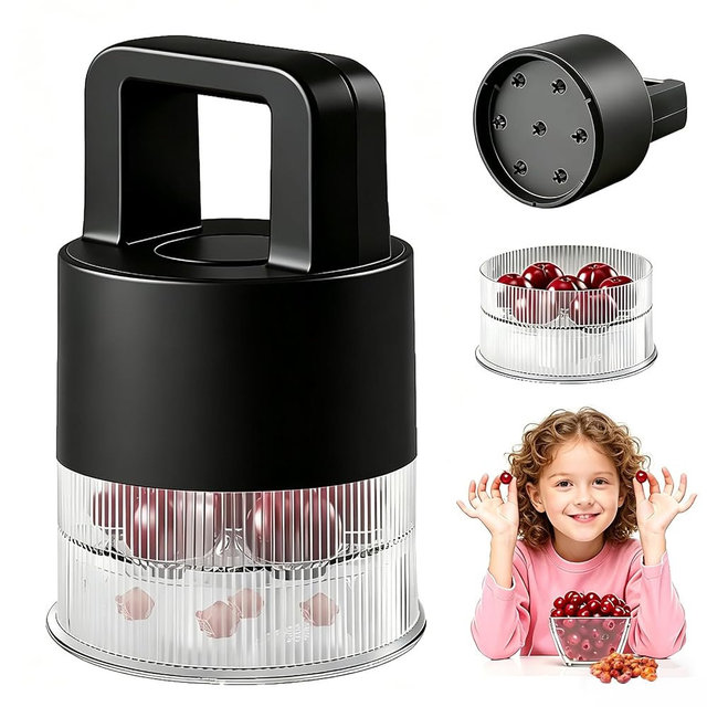 2026 Upgraded 7-in-1 Cherry Pitter Tool, Food Grade Multi-Fruit Corer with Anti-Splatter Guard, 1.5" Extra Large Slots, Easy Push Seed Remover for Cherries Olives, Dishwasher Safe Kitchen Gadget