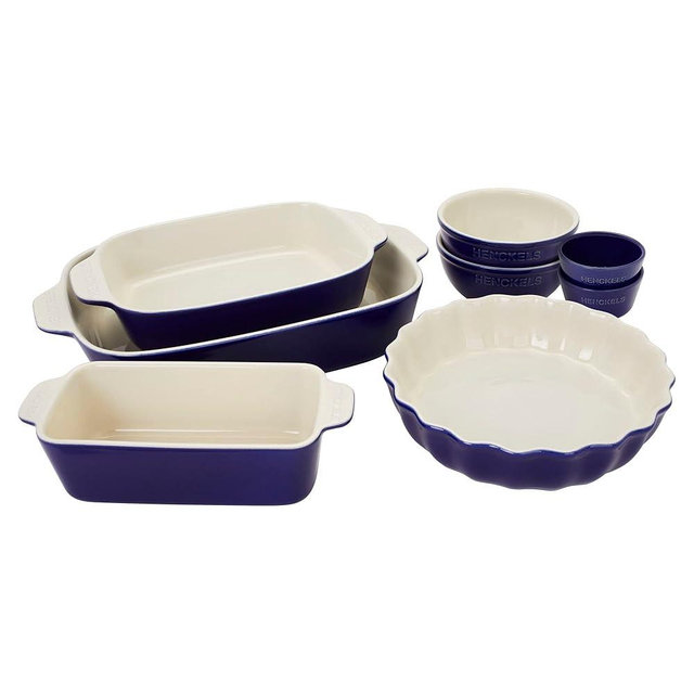 HENCKELS Ceramics 8-pc Mixed Bakeware, Dark Blue