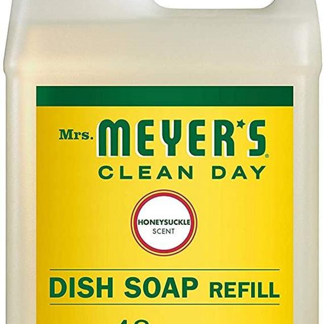 Mrs. Meyer's Clean Day Liquid Dish Soap Refill, Cruelty Free Formula, Honeysuckle Scent, 48 oz