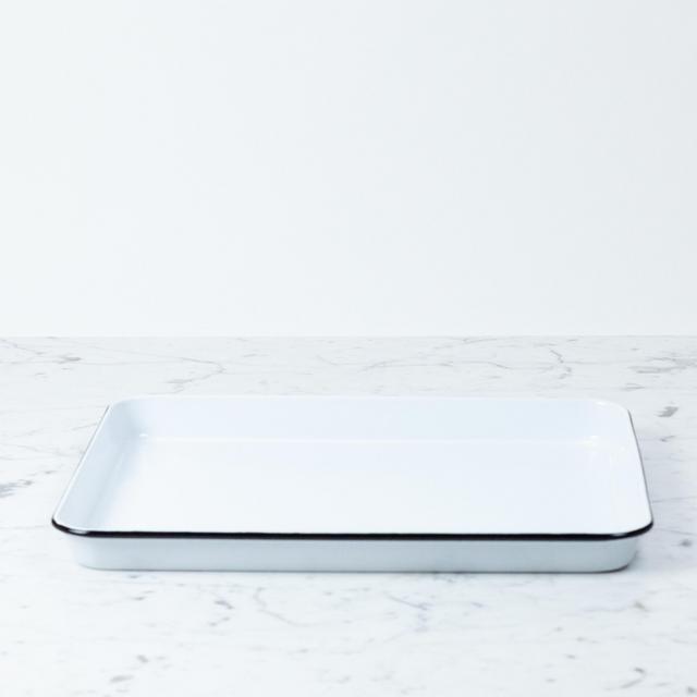 Black + White Enamel Rectangular Jellyroll Baking or Serving Tray - 16 x 12.25"