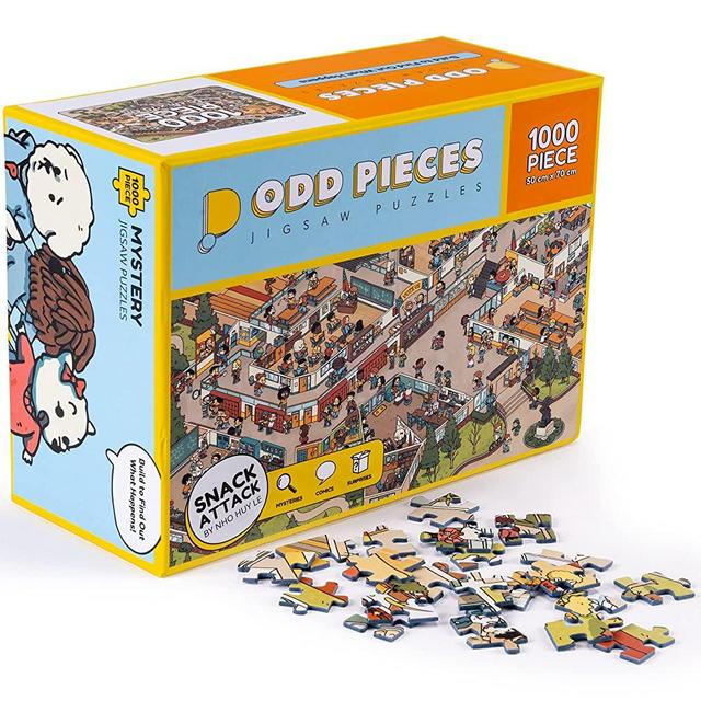 Odd Pieces Mystery Jigsaw Puzzle-1,000 Pcs Mystery Puzzle with Storytelling Comics, Treasure Hunt Clues, Secret Ending-1000 Piece Puzzle for Adults & Kids –19.7'' x 27.6'' Frameable Magic Puzzle Art