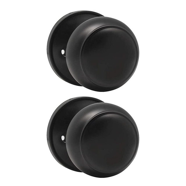 KNOBWELL 2 Pack Black Closet Door Knobs Dummy Door Knob, Individual Dummy Door Knob Single Side, Matte Black Interior Door Knobs, Easy Installation