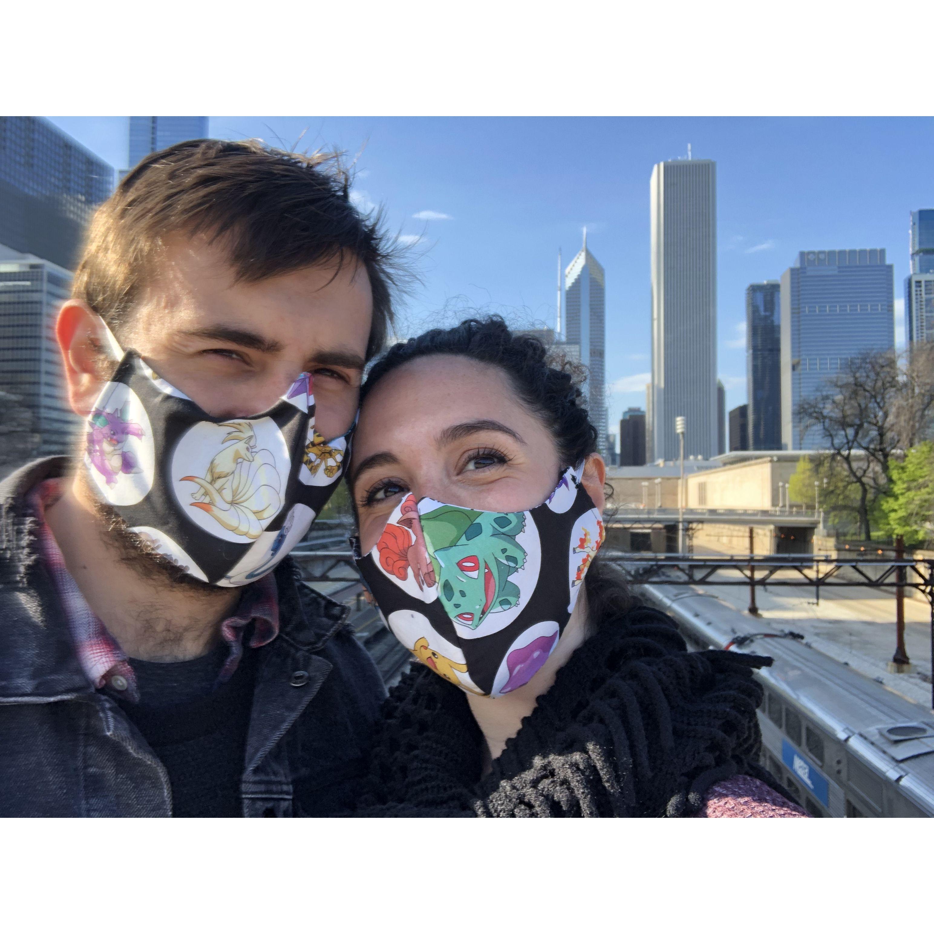 We started officially dating right before the pandemic began... this photo is from our cross country road trip to Chicago during lockdown!