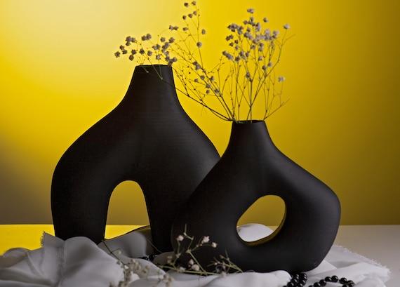 Set 2 Black Room Decor Vase, Personalized Gift, Home Kitchen, For Family, Office Decoration, Housewarming Gift,