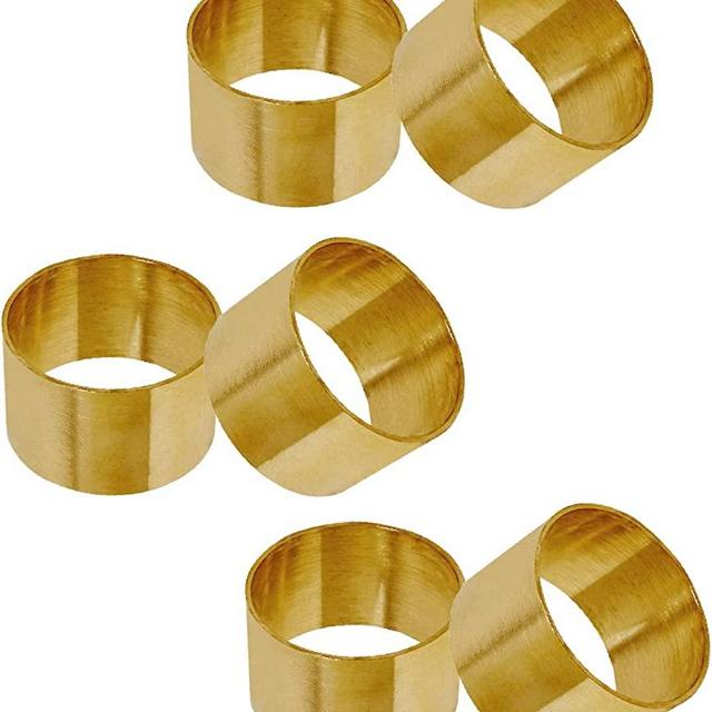 SKAVIJ Handmade Napkin Rings Set of 6 for Everyday, Thanksgiving, Christmas, Dining Table Decoration (Gold)
