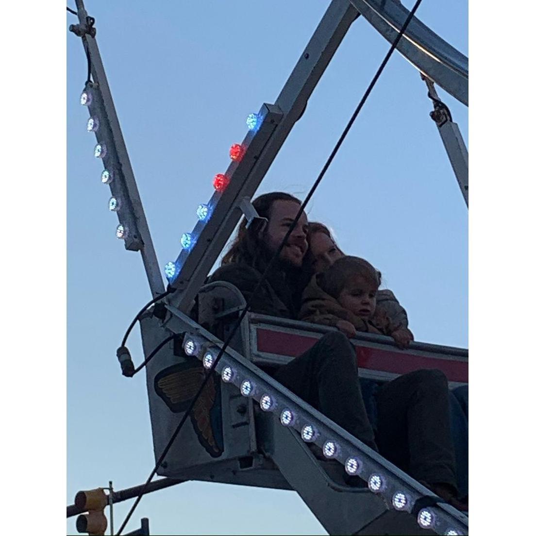 December 7th 2024: Farris Wheel Fun- Madeline was more scared than Matthew, the seat is likely dented from how tight she was holding on