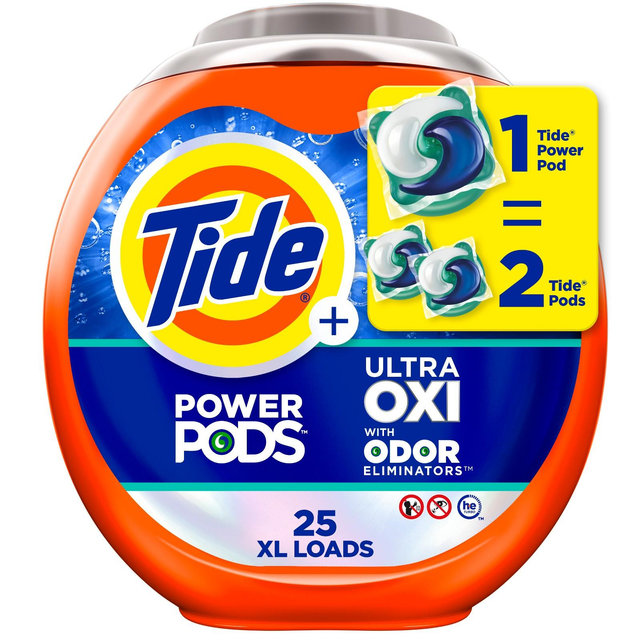 Tide Ultra Oxi Power Pods with Odor Eliminators for Visible and Invisible Dirt Laundry Detergent Pacs - 25ct