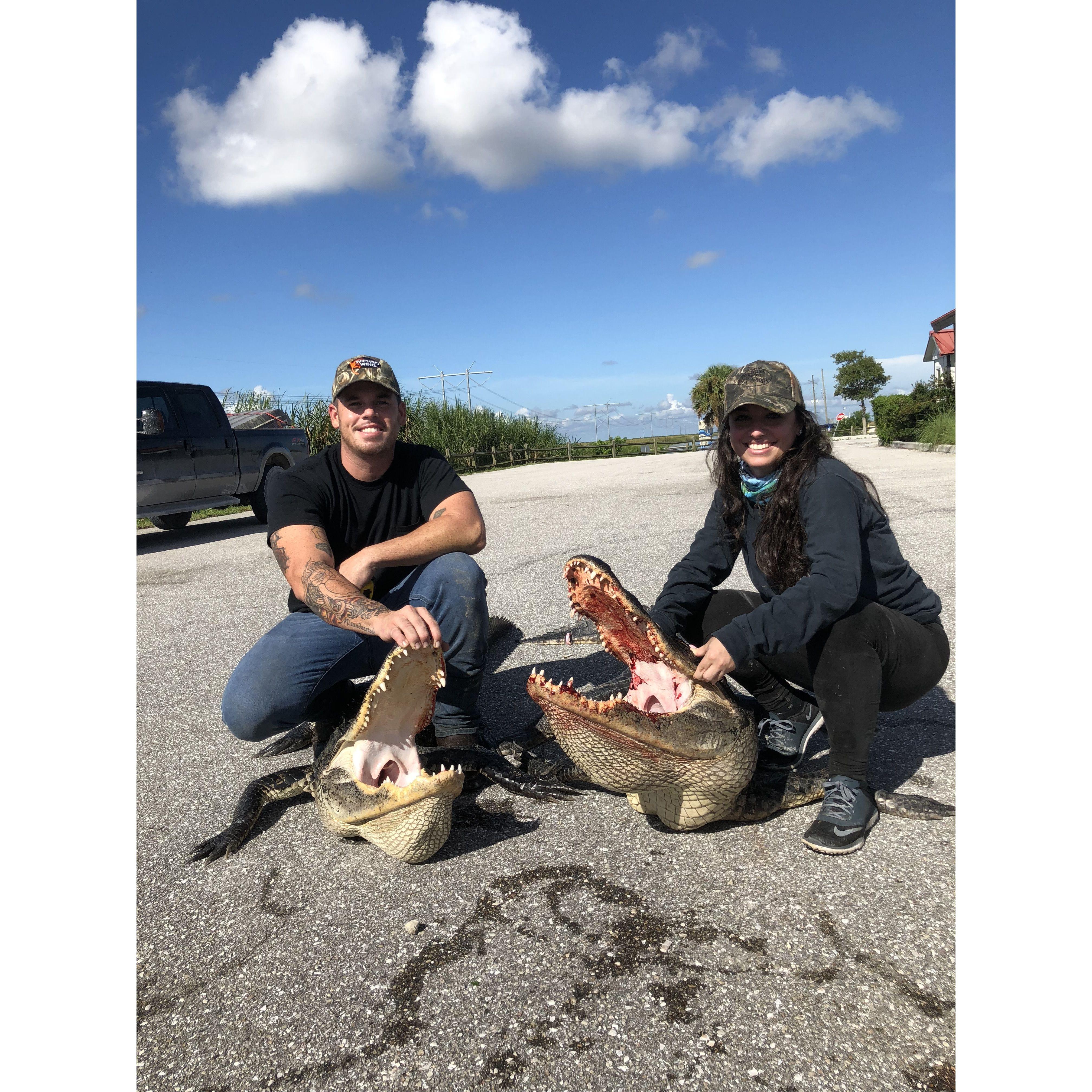 Chantz took Gianna gator hunting. (she got stung by a hornet and will never go again LOL)