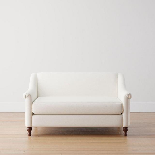 Josie Upholstered Apartment Sofa 58", Polyester Wrapped Cushions, Heathered Chenille White