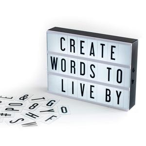 My Cinema Lightbox, The Original LED Marquee Light Box with 100 changeable letters & numbers, to create personalized signs! Includes letter storage and USB.