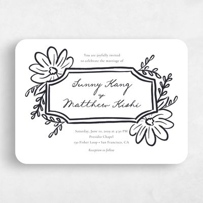 White Rounded Wedding Invitation - Katinka Landscape