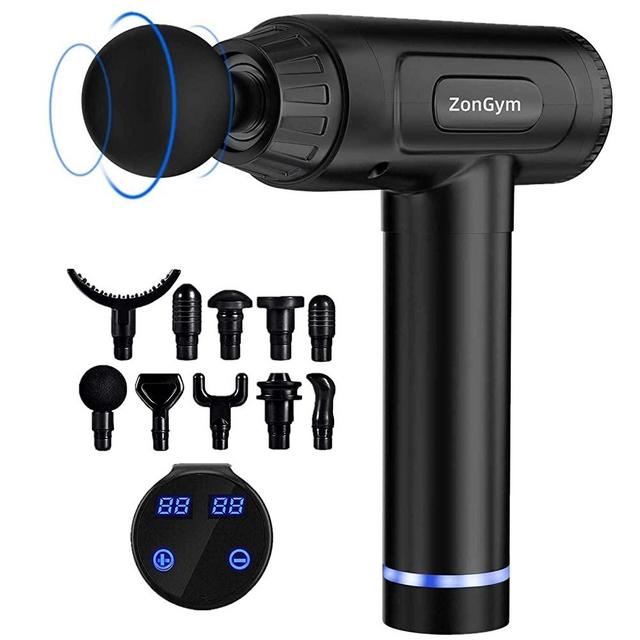 Massage Gun Deep Tissue Percussion Muscle Massager for Pain Relief, Back Body with 30 Adjustable Speeds, 10 Types of Heads