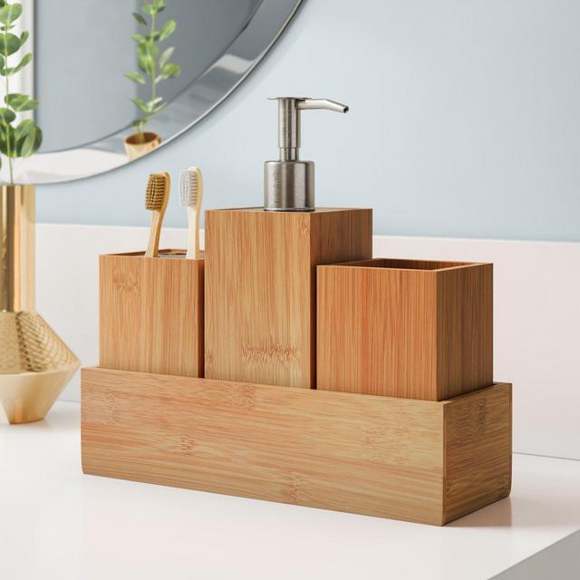 Mcrae Bamboo 4 Piece Bathroom Accessory Set