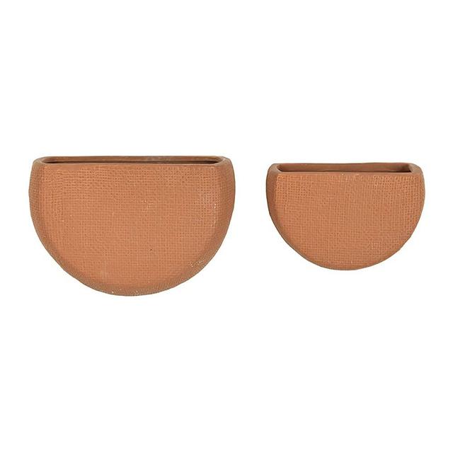 Main + Mesa Hanging Stoneware Ceramic Wall Planters, Set of 2, 7.5" x 5" and 6" x 4", Terracotta