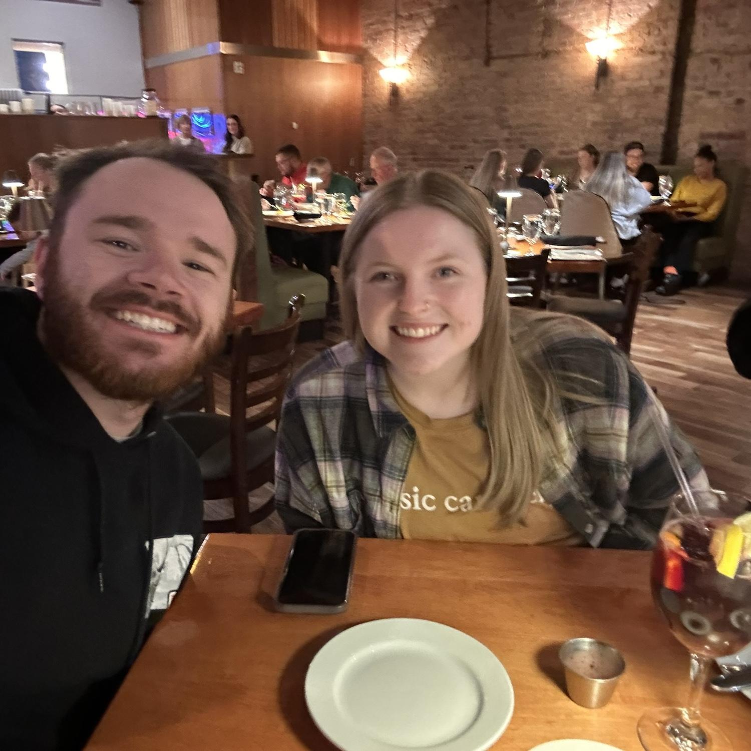 Celebration dinner after Bailey passed her music therapy certification exam!