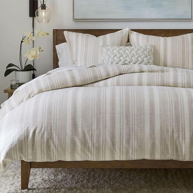 Taupe Hawthorn Striped Duvet, King/Cal King