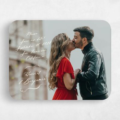 Yellow Rounded Wedding Save the Date - Josette Photo
