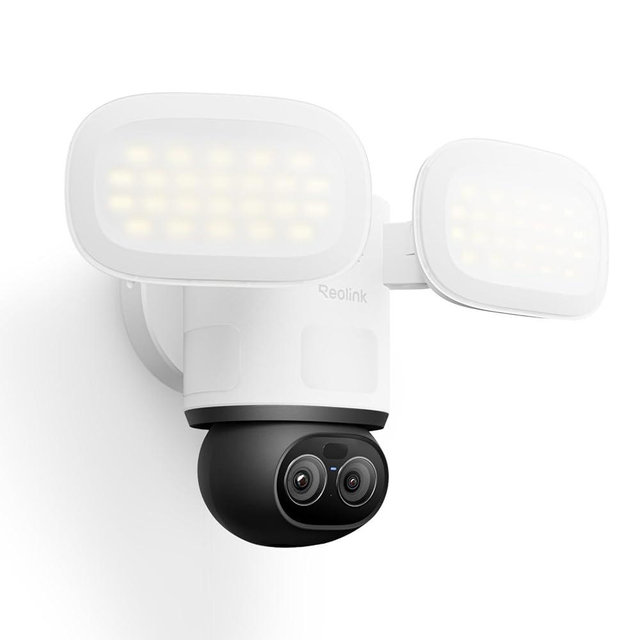 REOLINK TrackFlex Floodlight WiFi, 4K Dual-Lens Floodlight Camera, 3000 Lumens, 360° PTZ 6X Hybrid Zoom, Auto-Tracking, Privacy Focused Local AI Video Search & Storage, Dual-Band Wi-Fi 6, AC Hardwired