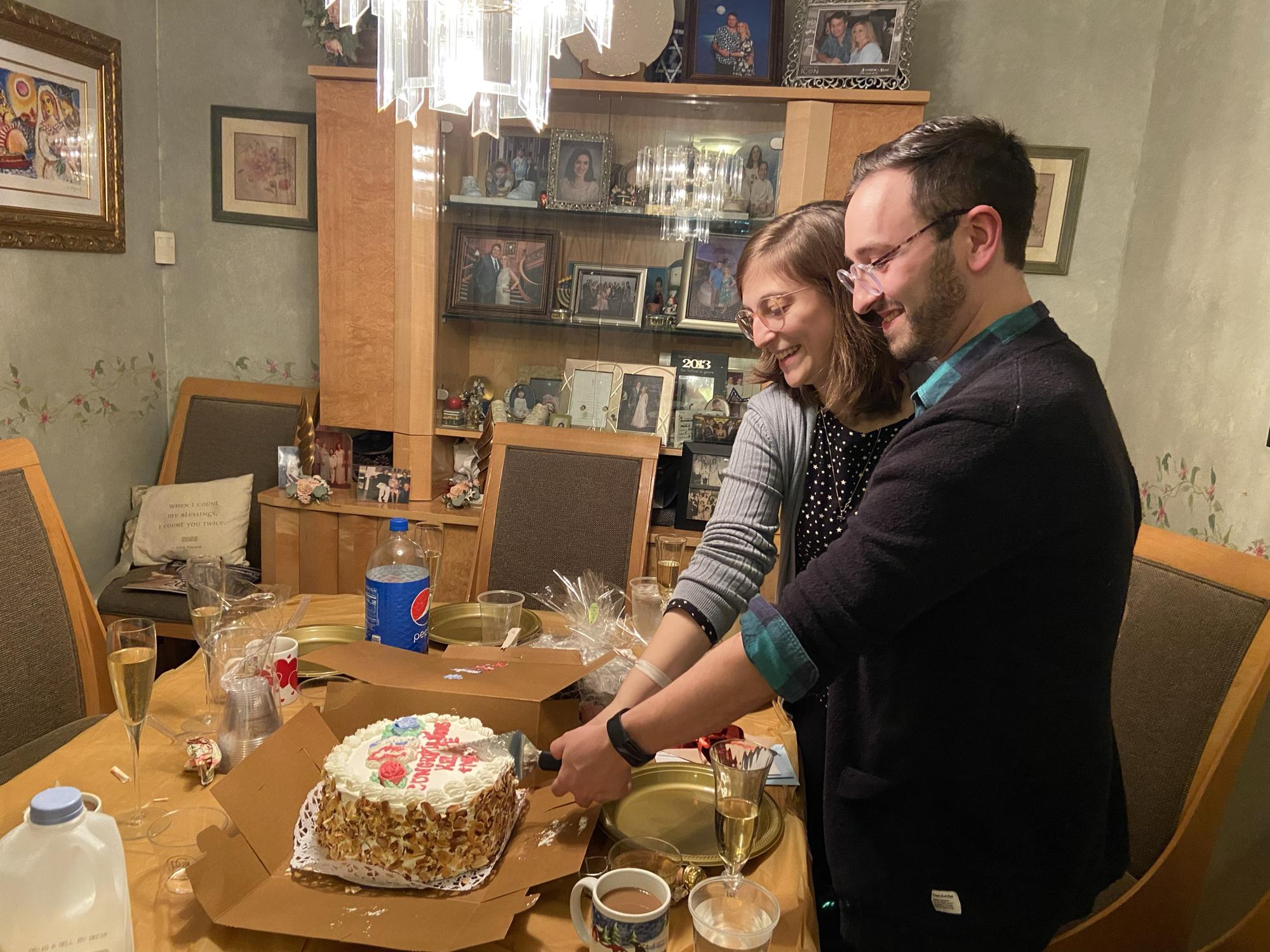 First engagement celebration - formal dinner was cancelled but we still had cake, December 2021