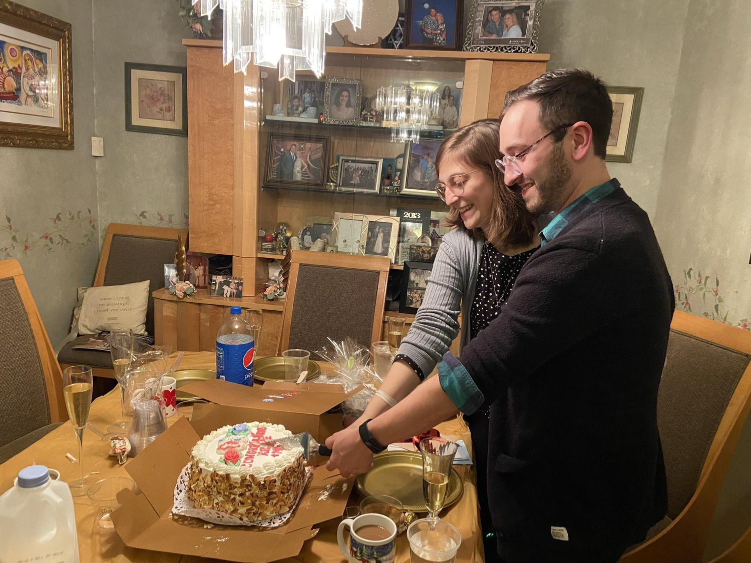 First engagement celebration - formal dinner was cancelled but we still had cake, December 2021