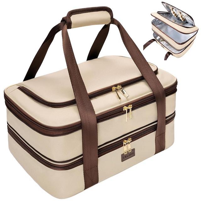 CELARO Insulated Casserole Carrier Insulated Food Carriers for Transport Food Warming Bag Expandable Lasagna Lugger Potluck Party Food Carrying Bag Picnic Fits 9"x13" Dish Insulated Bag for Hot Food