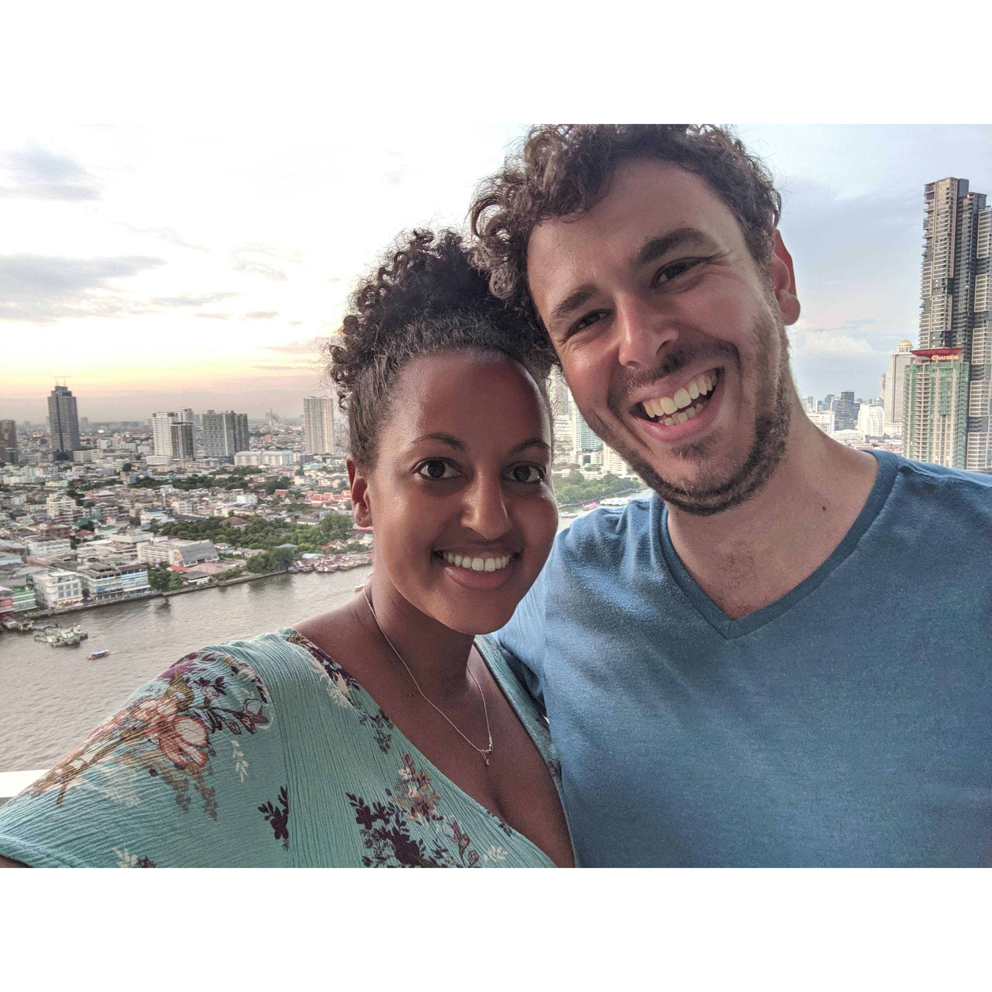 Hanging out on the deck for our first night in Bangkok!