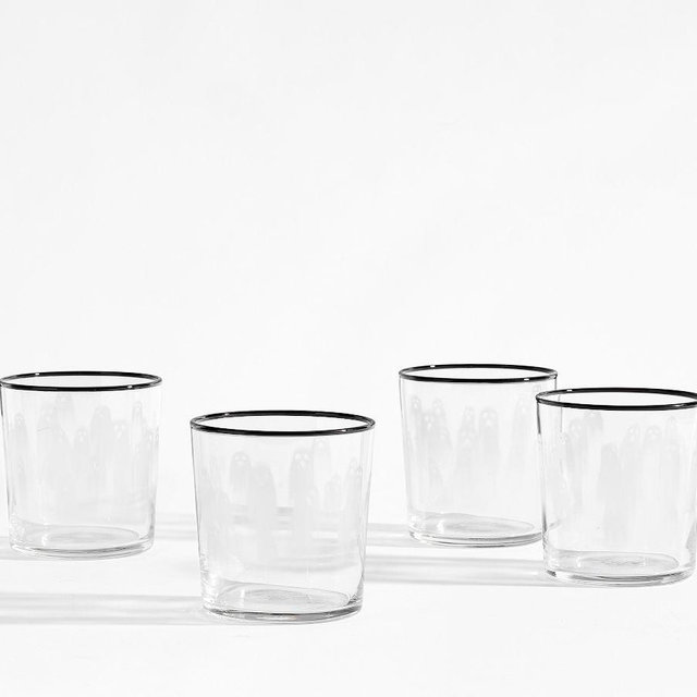 Etched Ghost Short Tumblers, Set of 4 - Clear