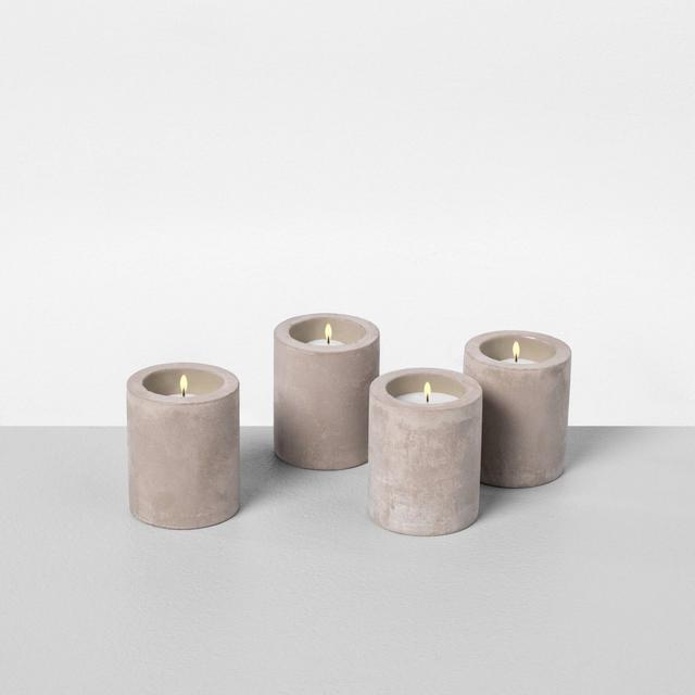 4pk Small Fragrance Free Cement Candle - Hearth & Hand™ with Magnolia
