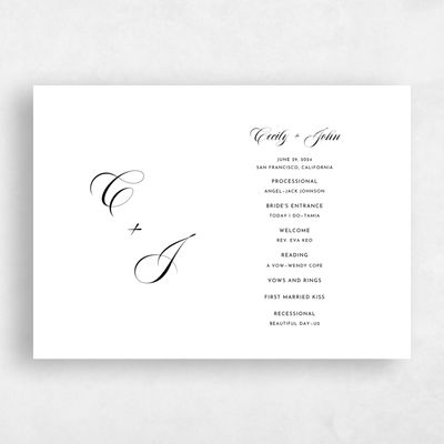 White Wedding Program - Wilmington