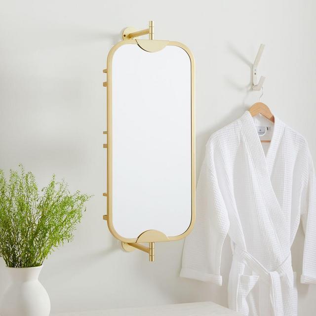 Swivel Mirror with Storage Antique Brass