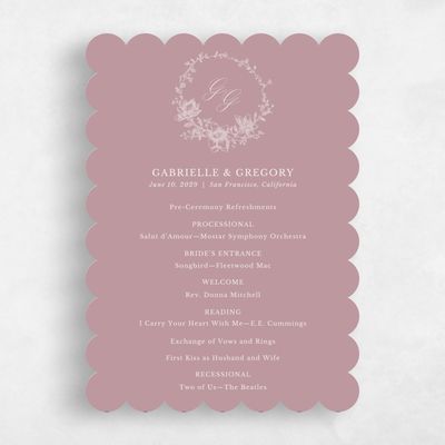 Pink Scalloped Wedding Program - Magnolia