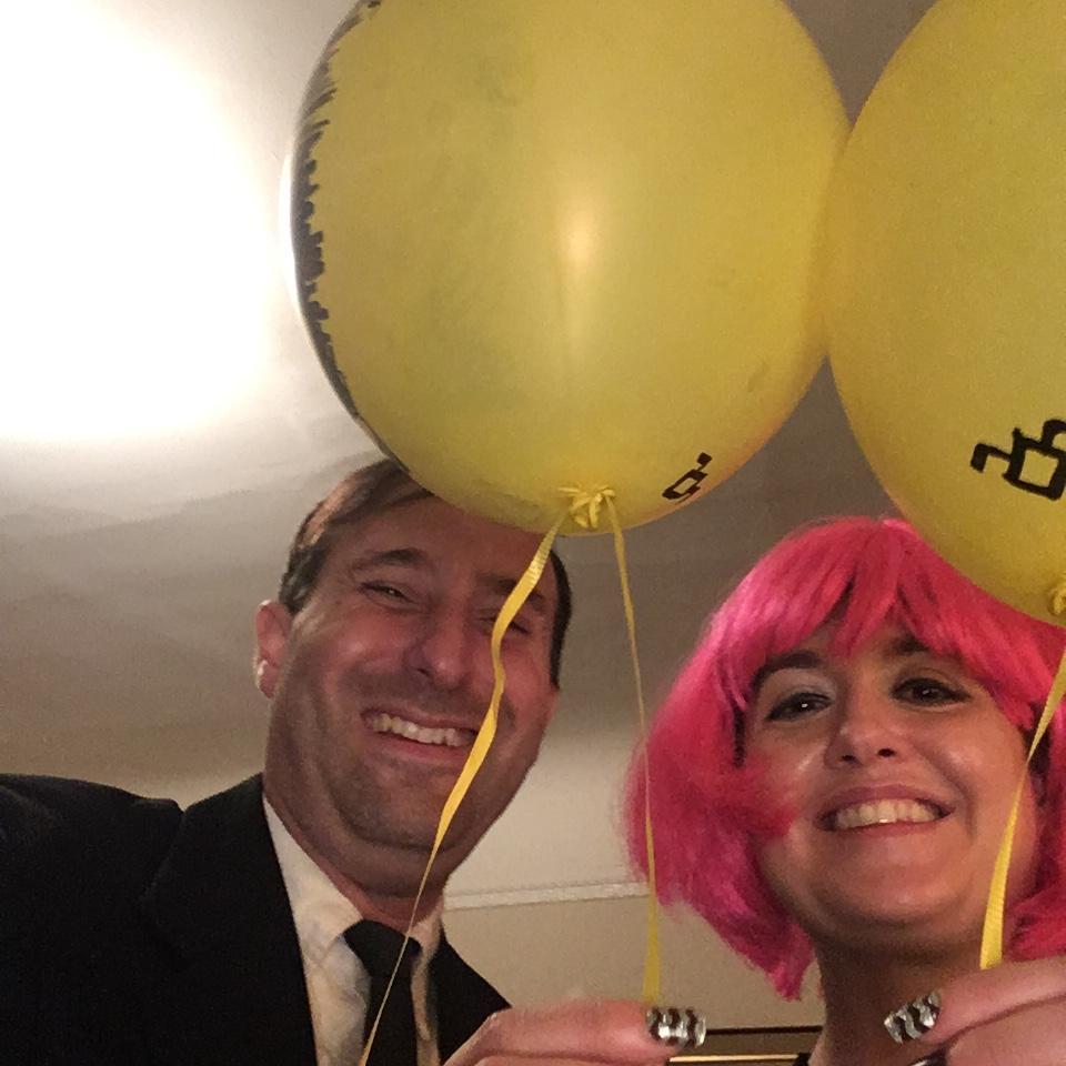 We projected the image of Bob and Laura Palmer onto the balloons and traced it with marker.