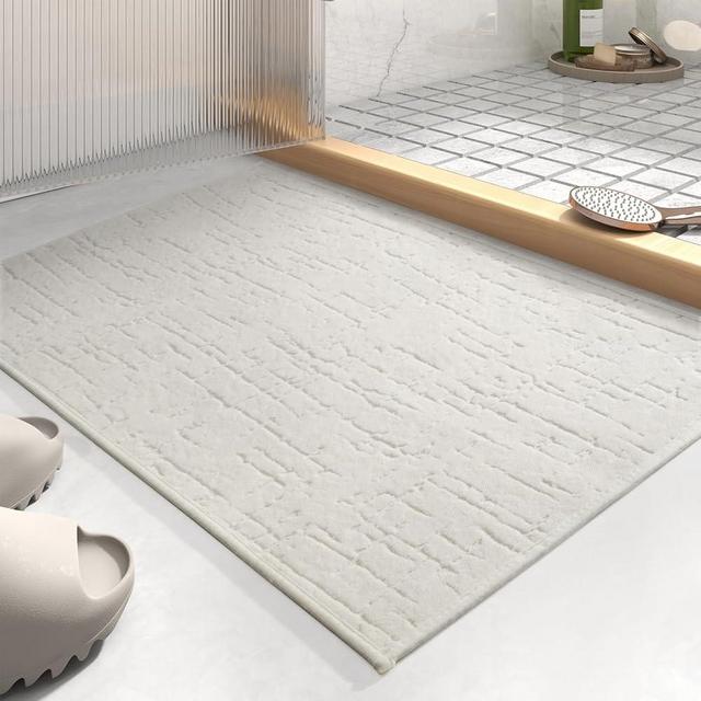 AMOAMI-Bath Mat-Super Absorbent Quick Dry Bathroom Floor Mats-Rubber Backing Washable Bath Mats for Bathroom Thin Bathroom Rugs Fit Under Door-Bath Rug for in Front of Sink,Bathtub,Shower Cream White