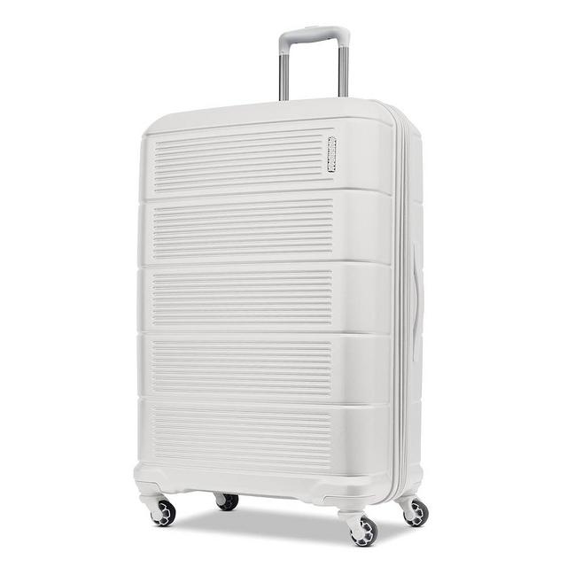 American Tourister Stratum 2.0 Expandable Hardside Luggage with Spinner Wheels, White, 28-Inch Checked-Large