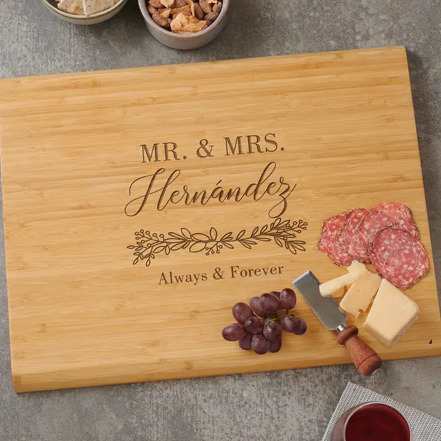 Laurels Of Love Personalized Bamboo Cutting Board