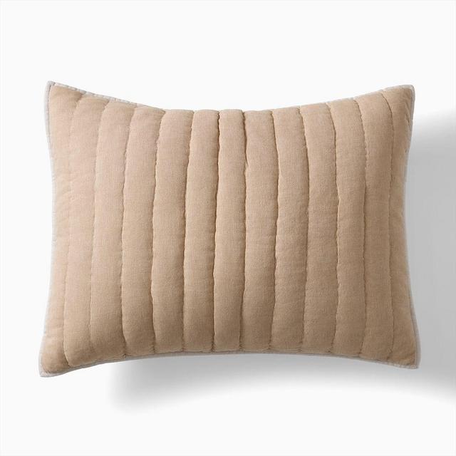 Linen Cotton Pick Stich Standard Sham, Toasted Almond