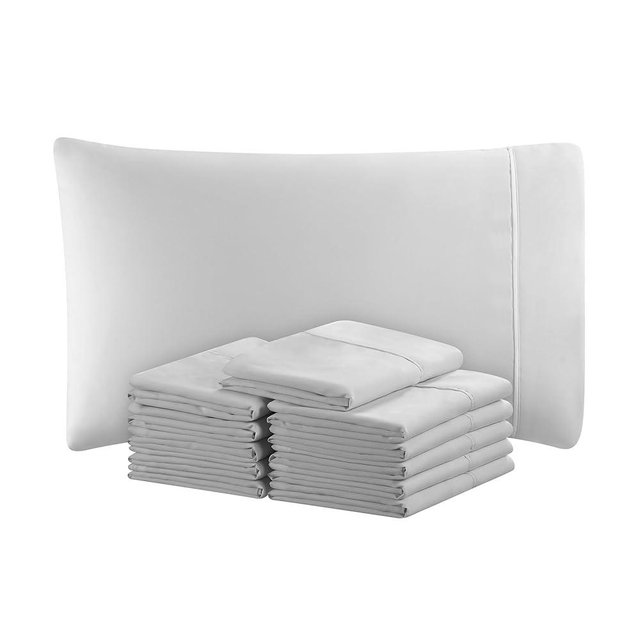Arkwright Bulk Microfiber King Pillow Cases - Pack of 12 - Soft Hypoallergenic Pillowcases and Bedding Essentials for Hosts and Hotels, King, Grey