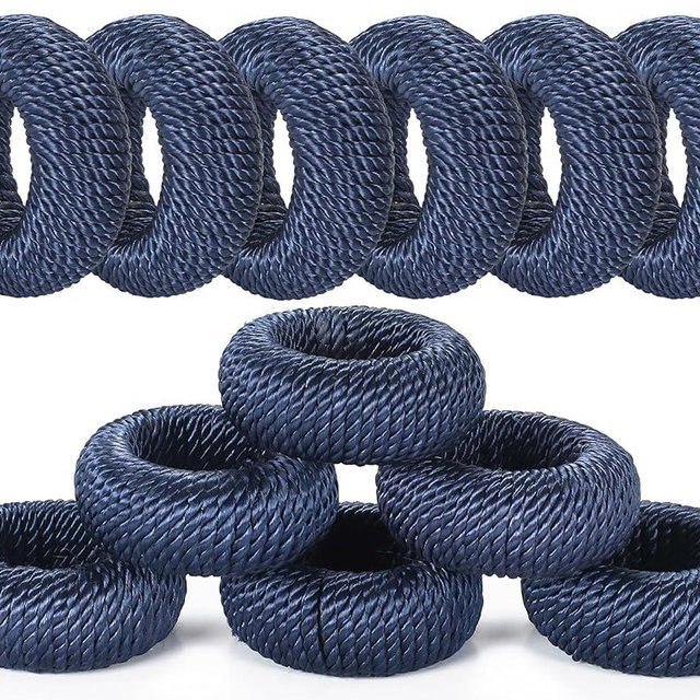 Woven Napkin Rings Set of 12, Decorative Yarn Serviette Ring, Beach Napkin Holders, Napkin Rings Bulk for Party Decoration, Dinning Table, Everyday, Family Gatherings - A Great Tabletop Décor - Navy