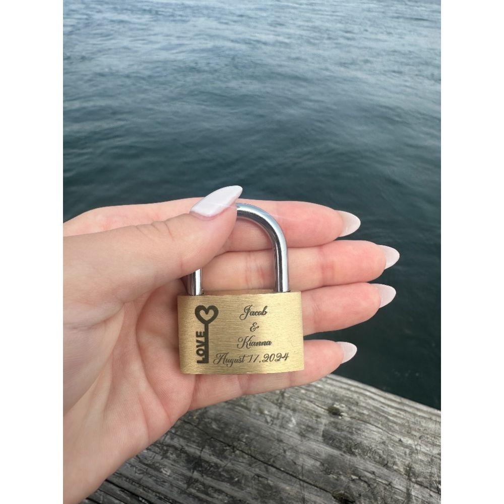 Jacob ordered this lock for us months before he proposed and we "locked our love" at Prescott Park in Portsmouth, NH.