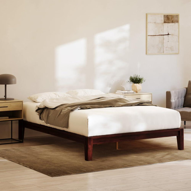 Nectar Bamboo Platform Bed Frame - Queen - Walnut - Floating Center Support Legs - 12” Height - Easy Tool Free Set Up - Contemporary and Durable - Sturdy Wooden Support Slats - Holds Up to 800 Pounds