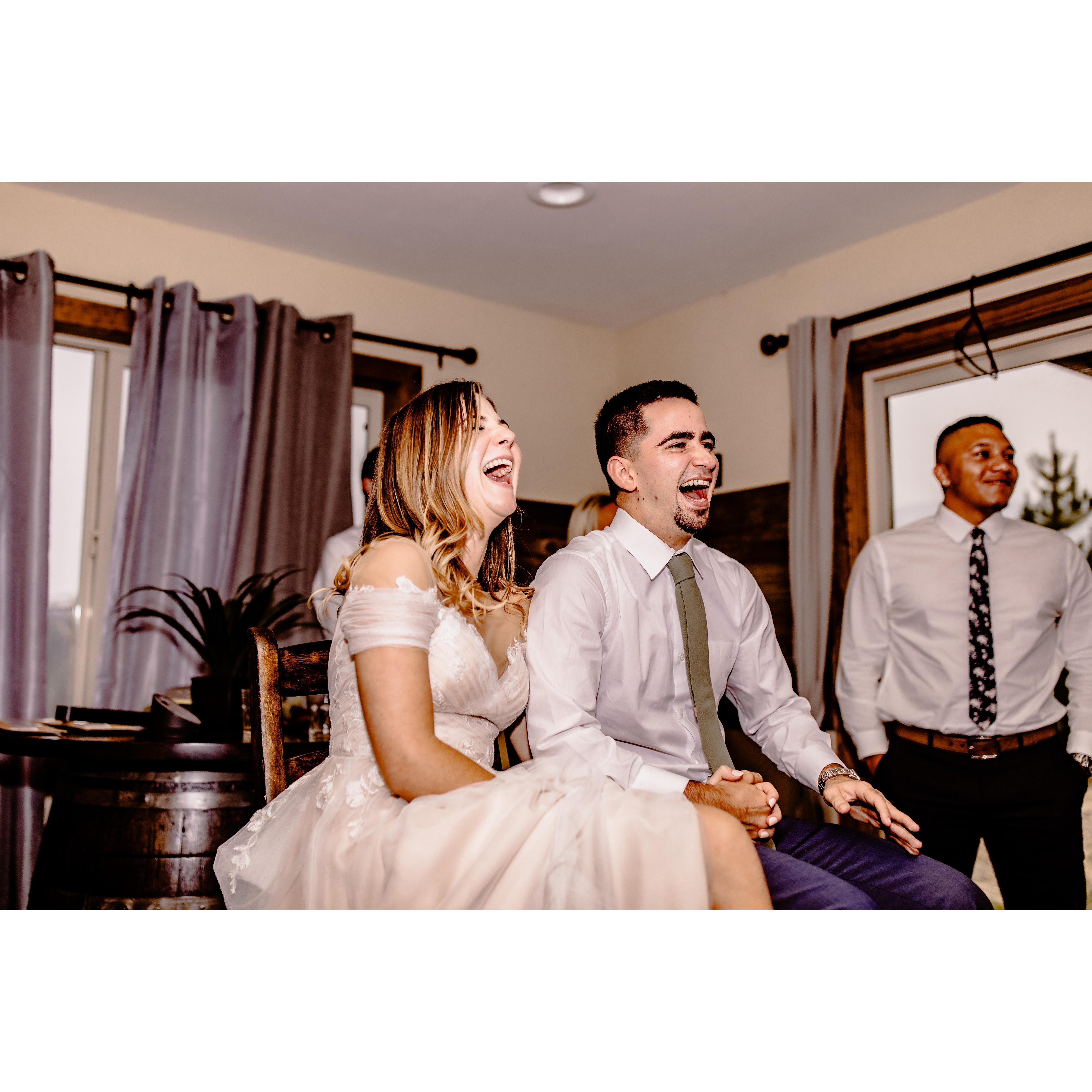 The wedding videos sent to us by family and friends had us in non-stop laughter.