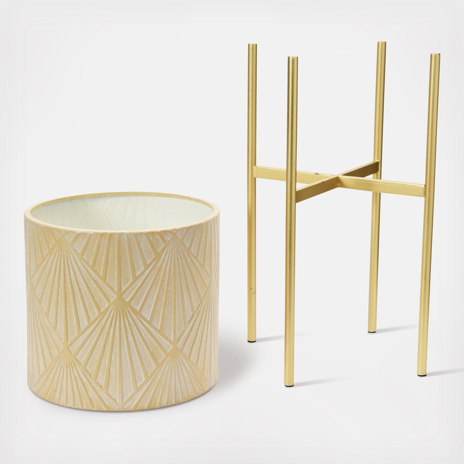 Modern Boho Geometric 4-Piece Metal Planter Set - Thumbnail 5