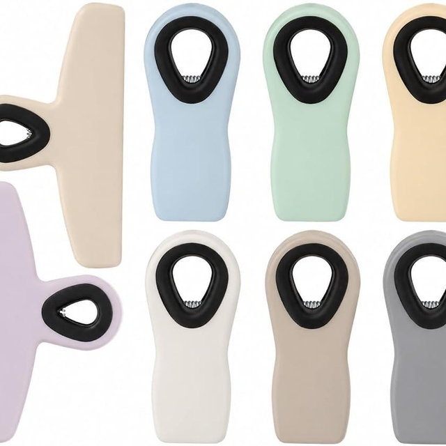 Jetmore 8 Pack Chip Clips, 2 Sizes Bag Clips with Magnetic Back, Chip Clip with Neutral Colors for Food Storage, Snack Bags, Packages, Refrigerator, Wide Open Food Clip for Kitchen, Office, Gift