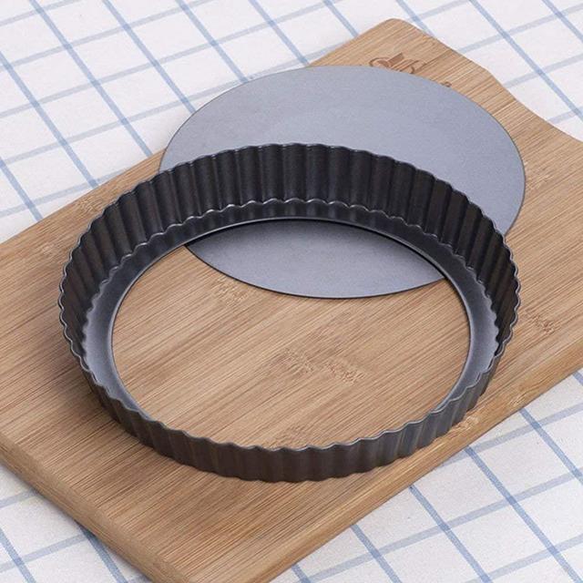 Tart Pan, Quiche Pan, JACKSUN Non-Stick Removable Loose Bottom Carbon Steel 9In Tart Pan, Easy To Operate And Clean.
