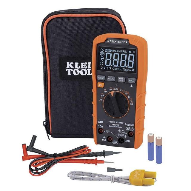Klein Tools MM720 Digital Multimeter, Auto-Ranging TRMS, Low Impedance (LOZ), 1000V AC/DC Voltage, 10A AC/DC Current, 60 MOhmsResistance, Orange/Black