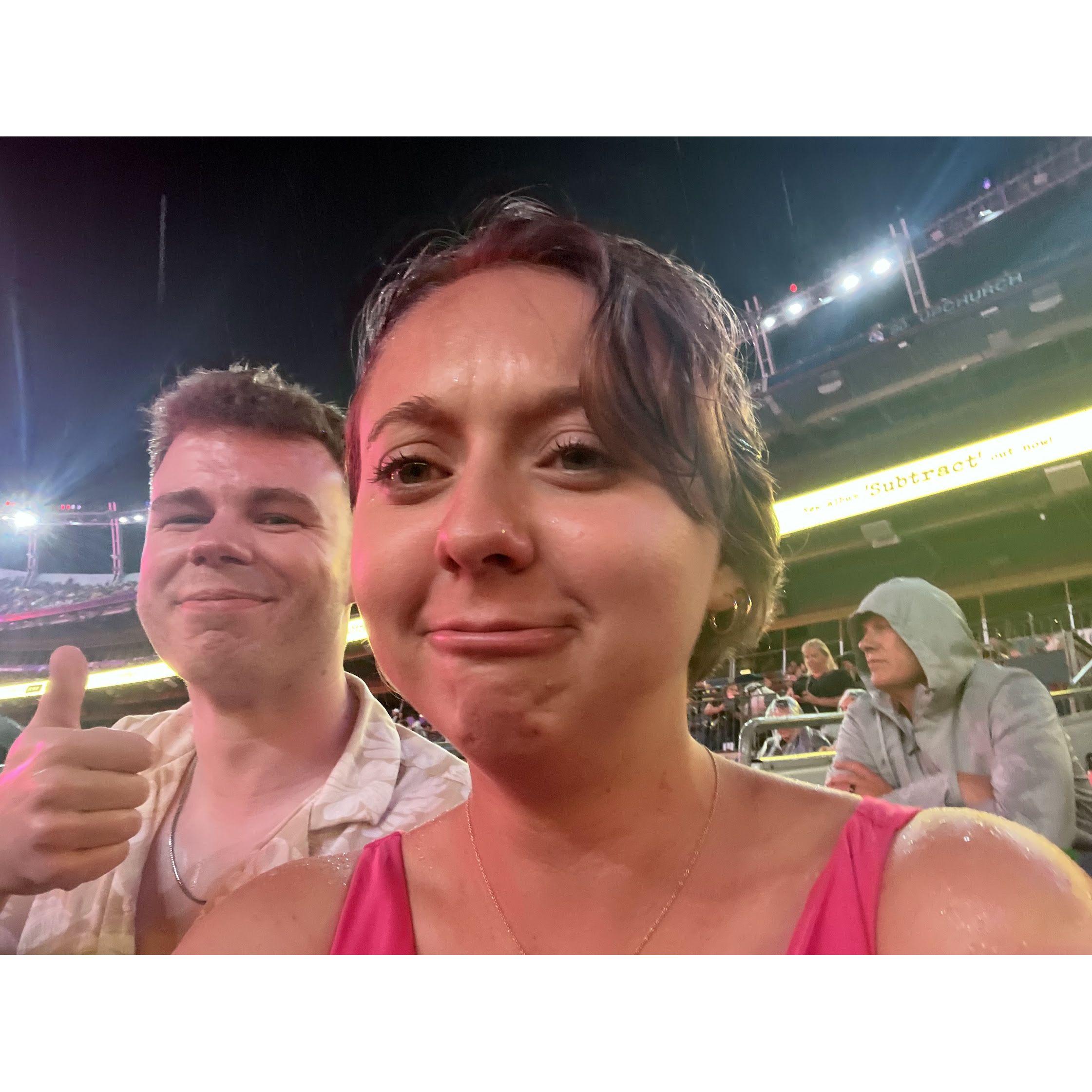 Ed Sheeran concert—despite the 3-hour rain delay, we still had an amazing time soaking in the music and the memories! ☔🎶